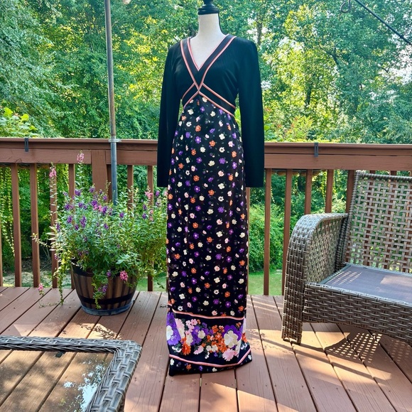 VTG 60s 70s Domino Fashions Floral Maxi Dress | Babydoll | Boho Hippie Medium - Picture 1 of 12